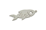 Steel Fish Charm, Stainless Steel Fish Charms, Findings (21/31x0.80mm) SMP2196