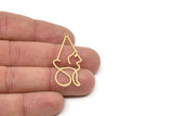 Brass Triangle Charm, Raw Brass Cat Charms With 1 Loop, Findings (42x18x0.60mm) SMP2198