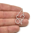 Steel Triangle Charm, Stainless Steel Cat Charms With 1 Loop, Findings (42x18x0.80mm) SMP2198