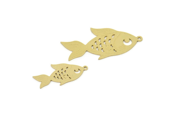 Brass Fish Charm, Raw Brass Fish Charms With 1 Loop, Findings (21/31x0.60mm) SMP2200