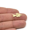 Brass Fish Charm, Raw Brass Fish Charms With 1 Loop, Findings (21/31x0.60mm) SMP2200