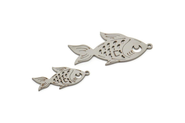 Steel Fish Charm, Stainless Steel Fish Charms, Findings (21/31x0.80mm) SMP2200
