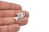 Steel Fish Charm, Stainless Steel Fish Charms, Findings (21/31x0.80mm) SMP2200
