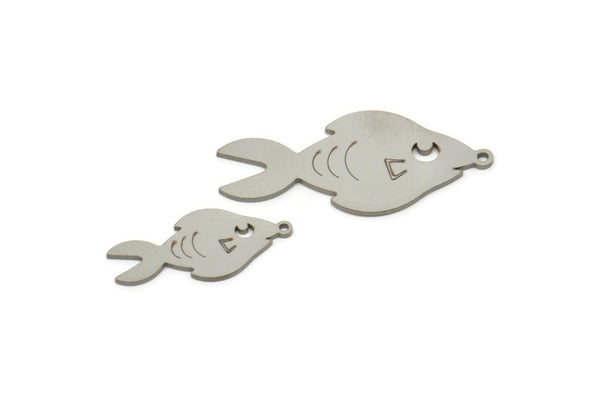 Steel Fish Charm, Stainless Steel Fish Charms, Findings (21/31x0.80mm) SMP2202