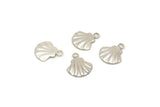 Shell Clam Charm, 50 Antique Silver Plated Brass Clam Charms,pendant,findings (10x9mm) Brs 110 A0156