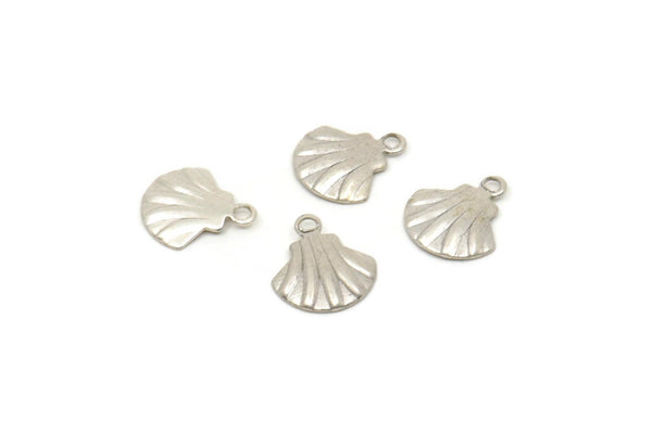Shell Clam Charm, 50 Antique Silver Plated Brass Clam Charms,pendant,findings (10x9mm) Brs 110 A0156