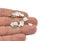 Shell Clam Charm, 50 Antique Silver Plated Brass Clam Charms,pendant,findings (10x9mm) Brs 110 A0156