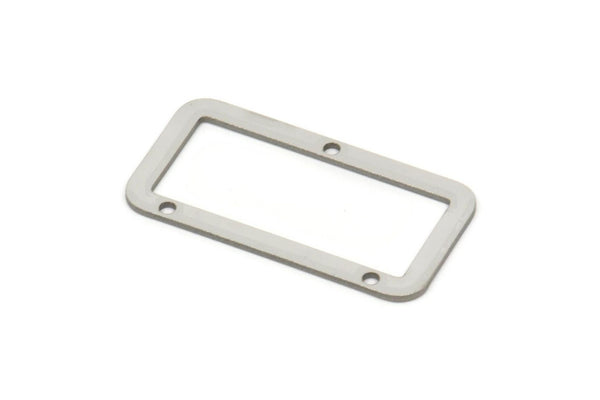 Steel Rectangle Charm, Stainless Steel Rectangle Shaped Charms With 3 Holes, Findings (31x16x0.80mm) SMP2260