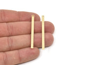 Gold Necklace Bar, 4 Textured Gold Plated Brass Stick Charms, Bar Pendants, Gold Rectangle Necklace Bar With 1 Hole (50x3x0.80mm) M02527
