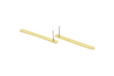 Brass Rectangle Earring, 6 Raw Brass Rectangle Stud Earrings (41x4x0.80mm) Y087