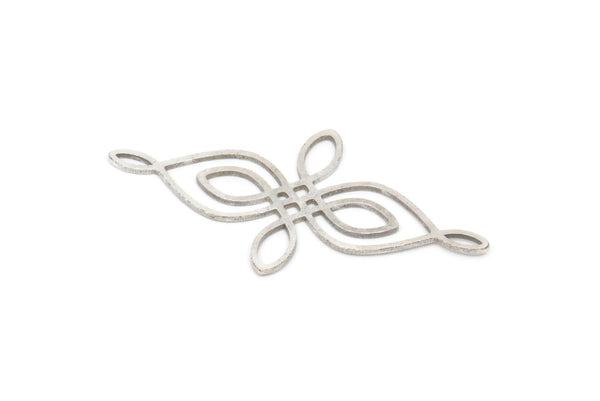 Silver Ethnic Charm, 8 Antique Silver Plated Brass Ethnic Motif Charms, Earring Charms, Findings (38x20x0.60mm) SMP1086 A6195