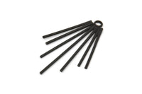Siyah Tel Charm, 1 Döngülü 2 Oksitlenmiş Siyah Pirinç Tel Charm (33x20x1mm) E373 Q0694