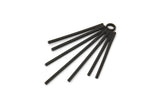 Siyah Tel Charm, 1 Döngülü 2 Oksitlenmiş Siyah Pirinç Tel Charm (33x20x1mm) E373 Q0694