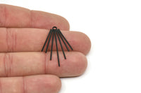 Siyah Tel Charm, 1 Döngülü 2 Oksitlenmiş Siyah Pirinç Tel Charm (33x20x1mm) E373 Q0694