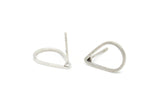 Silver Drop Earring, 8 Antique Silver Plated Brass Drop Stud Earrings (15x10mm) BS 1133 A1133