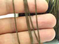 Cable Chain, Black Chain, 30mt (1.5mm) Black Antique Brass Faceted Soldered Curb Chain - Ys009 ( Z046 )