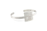 Silver Bracelet Open End, Antique Silver Plated Brass Square Blank Bracelets With One Hole For Charms BRC153