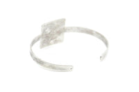 Silver Bracelet Open End, Antique Silver Plated Brass Square Blank Bracelets With One Hole For Charms BRC153