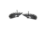 Siyah Güneş Küpe, 6 Oksitlenmiş Siyah Pirinç Güneş Şeklinde Küpe (28x17x0,60 mm) A3016