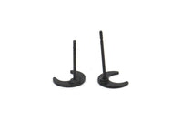 Siyah Ay Küpe, 12 Oksitlenmiş Siyah Pirinç Hilal Şekilli Küpe (7x2,5x0,80 mm) A4103