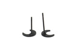 Siyah Ay Küpe, 12 Oksitlenmiş Siyah Pirinç Hilal Şekilli Küpe (7x2,5x0,80 mm) A4103