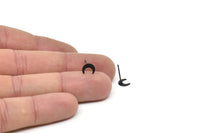 Siyah Ay Küpe, 12 Oksitlenmiş Siyah Pirinç Hilal Şekilli Küpe (7x2,5x0,80 mm) A4103