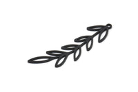 Siyah Yaprak Tılsımı, 1 Halkalı 8 Oksitlenmiş Siyah Pirinç Yaprak Tılsımı, Tılsım Kolye Uçları (42x10x0,80 mm) SMP1150 A4495 Q0154