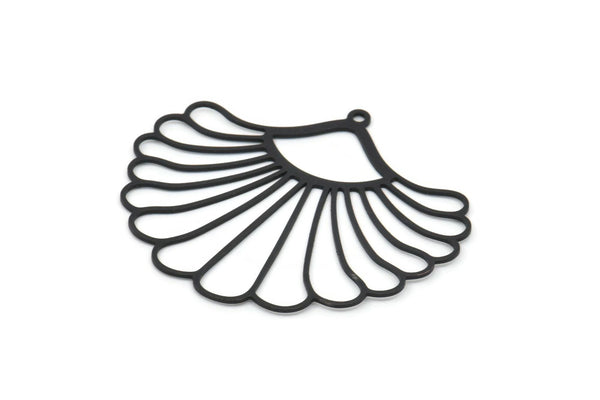 Siyah Çiçek Tılsımı, 1 Halkalı Oksitlenmiş Siyah Pirinç Çiçek Tılsımı, Tılsım Kolye Uçları, Bulgular (40x46x0,60 mm) A6350