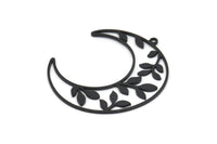 Siyah Ay Tılsımı, 4 Oksitlenmiş Siyah Pirinç Yaprak Desenli Hilal Ay Tılsımı, 1 Halka, Bulgular (38x12x0,80 mm) SMP0113 A2671