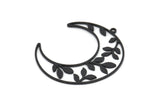 Siyah Ay Tılsımı, 4 Oksitlenmiş Siyah Pirinç Yaprak Desenli Hilal Ay Tılsımı, 1 Halka, Bulgular (38x12x0,80 mm) SMP0113 A2671