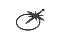 Siyah Yıldız Tılsımı, 1 Halkalı 4 Oksitlenmiş Siyah Pirinç Yuvarlak Tılsım, Kutup Yıldızı Tılsımları, Kolye Uçları, Bulgular (33x21x0,60 mm) A6358