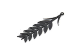 Siyah Yaprak Tılsımı, 1 Halkalı 6 Oksitlenmiş Siyah Pirinç Buğday Başağı Tılsımı, Tılsım Kolye Uçları (43x13x0,60 mm) A3238