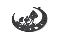 Siyah Ay Tılsımı, 1 Döngülü 2 Oksitlenmiş Siyah Pirinç Mantar ve Hilal Şekilli Tılsım, Bulgular (38x36x0,60 mm) SMP0699 A6881