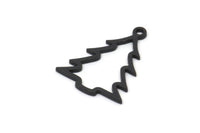 Siyah Ağaç Tılsımı, 1 Halka, Kolye Ucu, Bulgularla Birlikte 24 Oksitlenmiş Siyah Pirinç Ağaç Tılsımı (17x13x0,80 mm) A6800