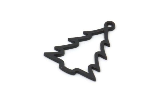 Siyah Ağaç Tılsımı, 1 Halka, Kolye Ucu, Bulgularla Birlikte 24 Oksitlenmiş Siyah Pirinç Ağaç Tılsımı (17x13x0,80 mm) A6800