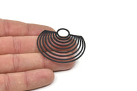 Siyah Yarım Daire Charm, 1 Döngülü Oksitlenmiş Siyah Pirinç Charmlar, Küpe Parçaları (43x45x0,60 mm) A6394
