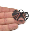 Siyah Yarım Daire Charm, 1 Döngülü Oksitlenmiş Siyah Pirinç Charmlar, Küpe Parçaları (43x45x0,60 mm) A6394