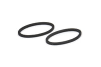 Siyah Oval Charm, 50 Oksitlenmiş Siyah Pirinç Oval Şekilli Halka, Bağlantı Elemanları (8x16x0,80 mm) BS 2336