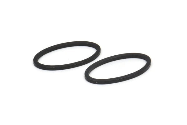 Siyah Oval Charm, 50 Oksitlenmiş Siyah Pirinç Oval Şekilli Halka, Bağlantı Elemanları (8x16x0,80 mm) BS 2336
