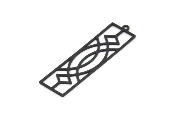Siyah Dikdörtgen Charm, 1 Döngülü 4 Oksitlenmiş Siyah Pirinç Dikdörtgen Charm, Kolye Uçları, Bulgular (42x11x0,60 mm) SMP0869 A2974