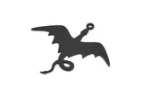 Black Dragon Charm, 6 Oxidized Black Brass Dragon Shaped Charms With 1 Loop, Pendants, Findings (30x34x0.60mm) A4363