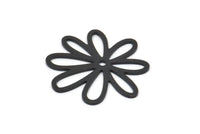 Siyah Çiçek Tılsımı, 1 Delikli 10 Oksitlenmiş Siyah Pirinç Çiçek Tılsımı, Küpe Parçaları (22x21x0,60 mm) A5117