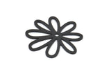 Siyah Çiçek Tılsımı, 1 Delikli 10 Oksitlenmiş Siyah Pirinç Çiçek Tılsımı, Küpe Parçaları (22x21x0,60 mm) A5117