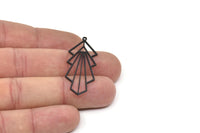 Black Diamond Charm, 4 Oxidized Black Brass Diamond Shaped Charms With 1 Loop, Pendant Findings (44x16x0.80mm) SMP1106 A6281