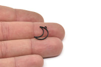 Siyah Ay Tılsımı, 1 Döngülü 24 Oksitlenmiş Siyah Pirinç Hilal Tılsımı (17x5x1mm) A3768
