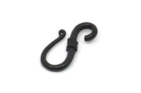 Black Clasp Hooks, 2 Oxidized Black Brass Clasp Connectors (21x10mm) D0236 Y228