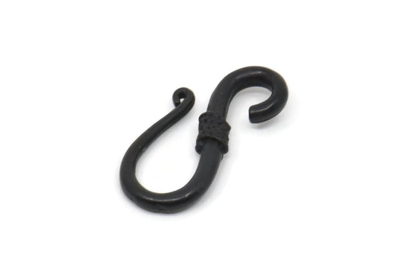 Black Clasp Hooks, 2 Oxidized Black Brass Clasp Connectors (21x10mm) D0236 Y228