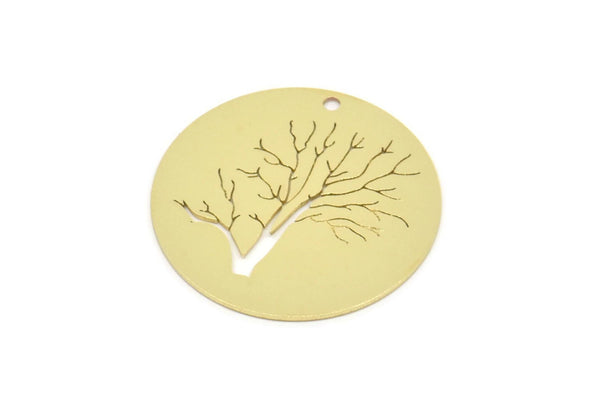 Brass Round Charm, Raw Brass Tree Charms With 1 Hole, Charm Pendants (25x0.60mm) SMP2261