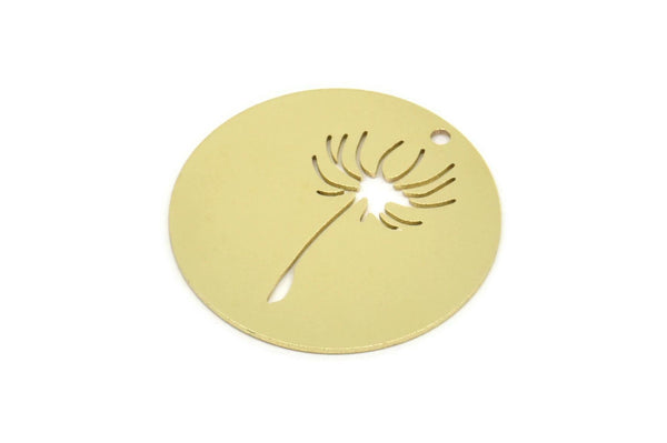 Brass Round Charm, Raw Brass Dandelion Charms With 1 Hole, Charm Pendants (25x0.60mm) SMP2263