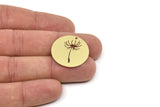 Brass Round Charm, Raw Brass Dandelion Charms With 1 Hole, Charm Pendants (25x0.60mm) SMP2263